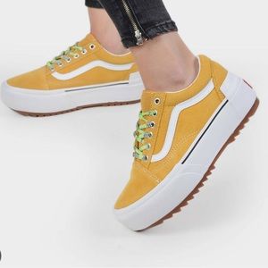 vans old skool stacked multi lace golden yellow true white